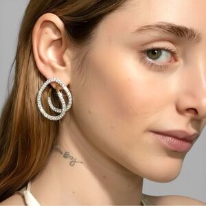 ALEXIS BITTAR Solanales Double Loop Crystal & Gold Post Earrings - BRAND NEW